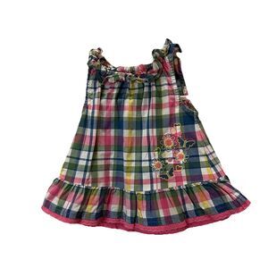 OshKosh B Gosh Pink Blue Plaid Checkered Preppy Sleeveless Dress Baby Girl 6M